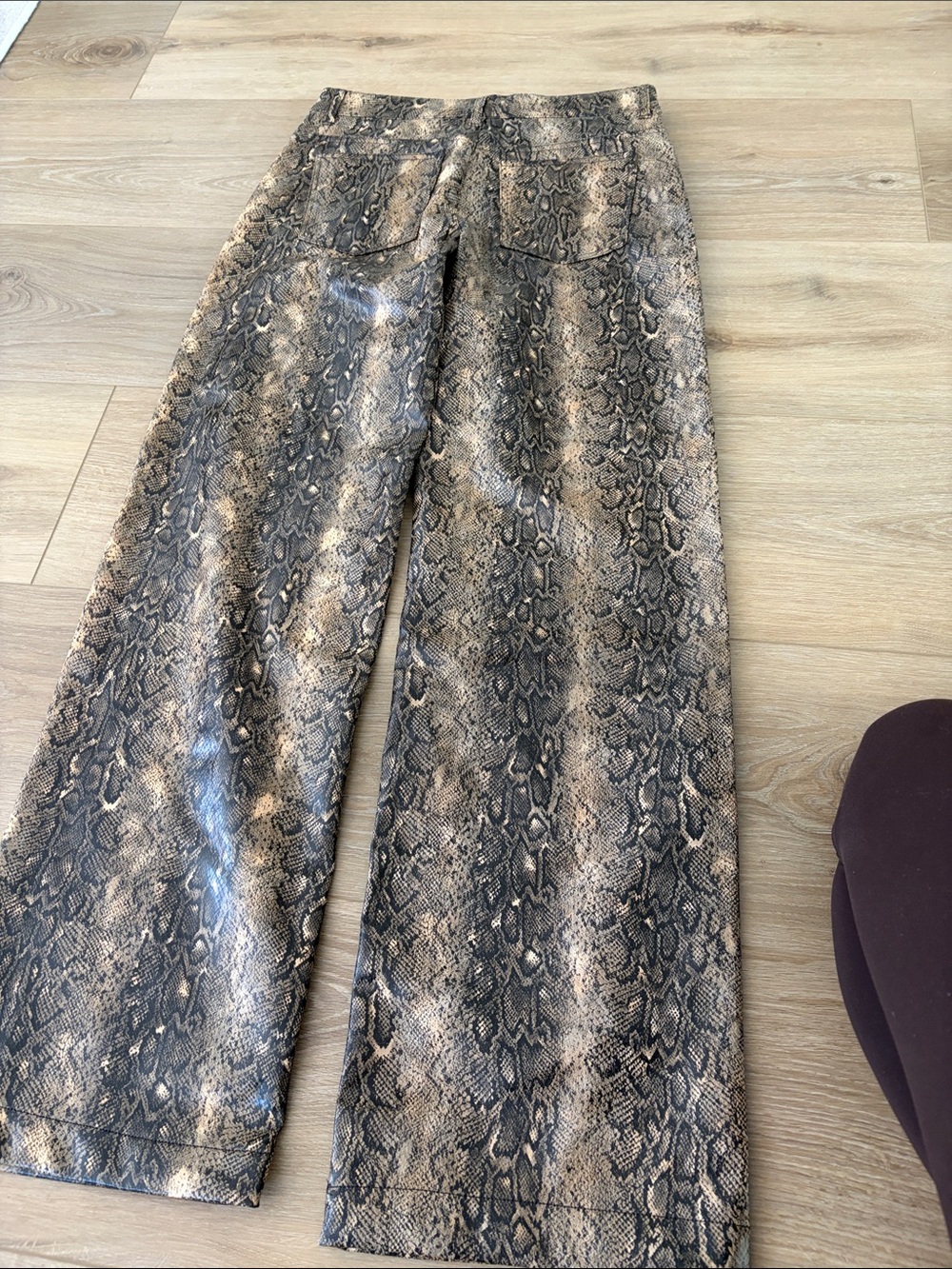 Mango Wide-Leg Snake Print Jeans - Taupe & Black - Picture 6 of 6